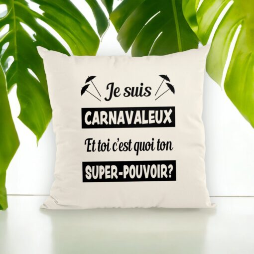 Coussin et housse Je suis carnavaleux canape plante - Dunkerqueboutique.com