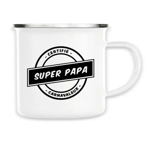 Mug en métal émaillé - Super papa carnavaleux