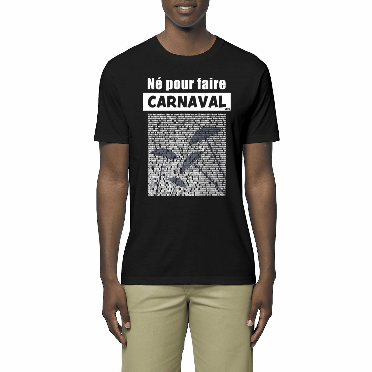 T-shirt Léger Unisexe – 100% coton Bio 150g/m² – Né pour faire Carnaval (Calendrier 2026) 3 - Dunkerqueboutique.com T-shirt Léger Unisexe – 100% coton Bio 150g/m² – Né pour faire Carnaval