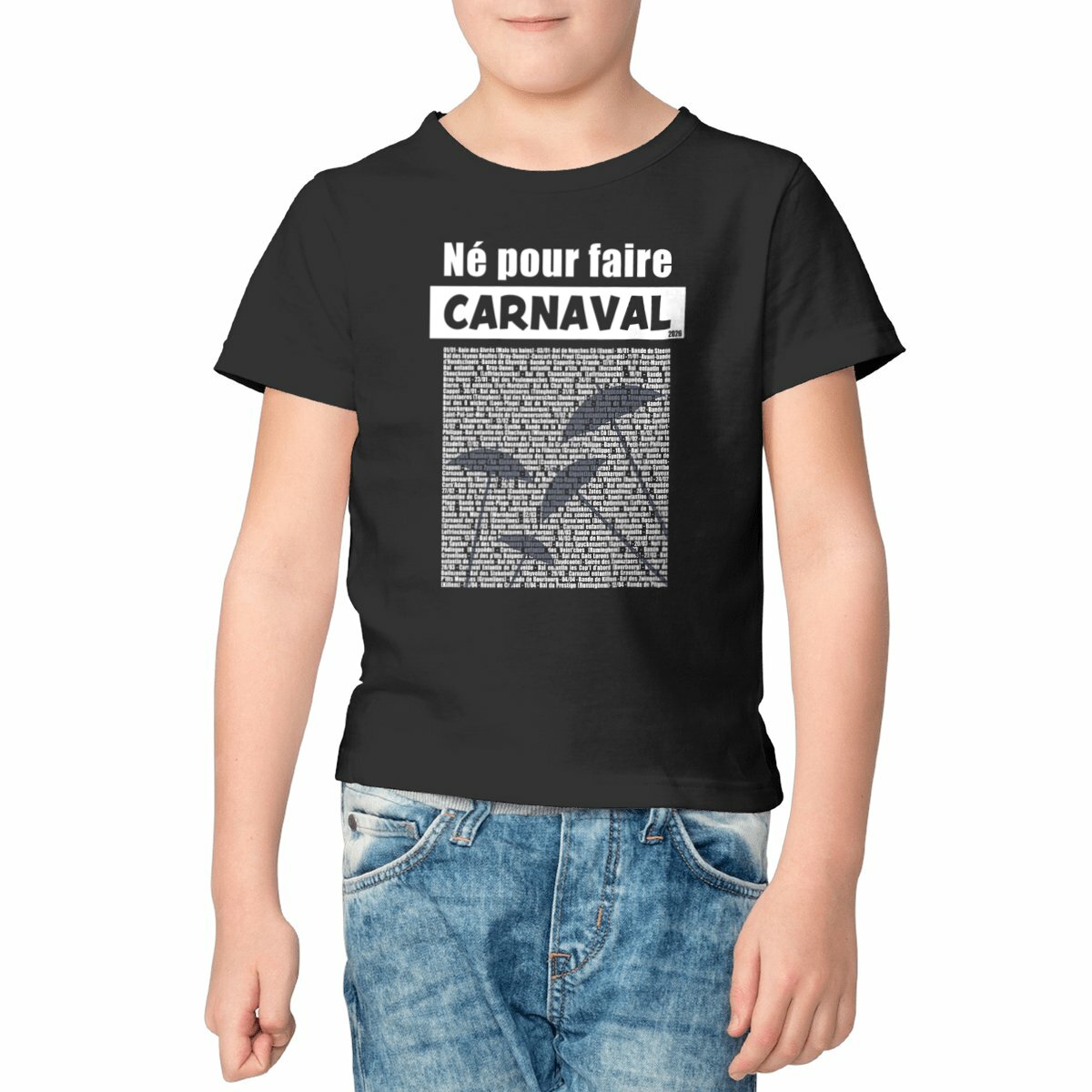 T-shirt Enfant - 100% coton Bio 155g/m² - Né pour faire Carnaval (Calendrier 2026) 3 - Dunkerqueboutique.com T-shirt Enfant - 100% coton Bio 155g/m² - Né pour faire Carnaval